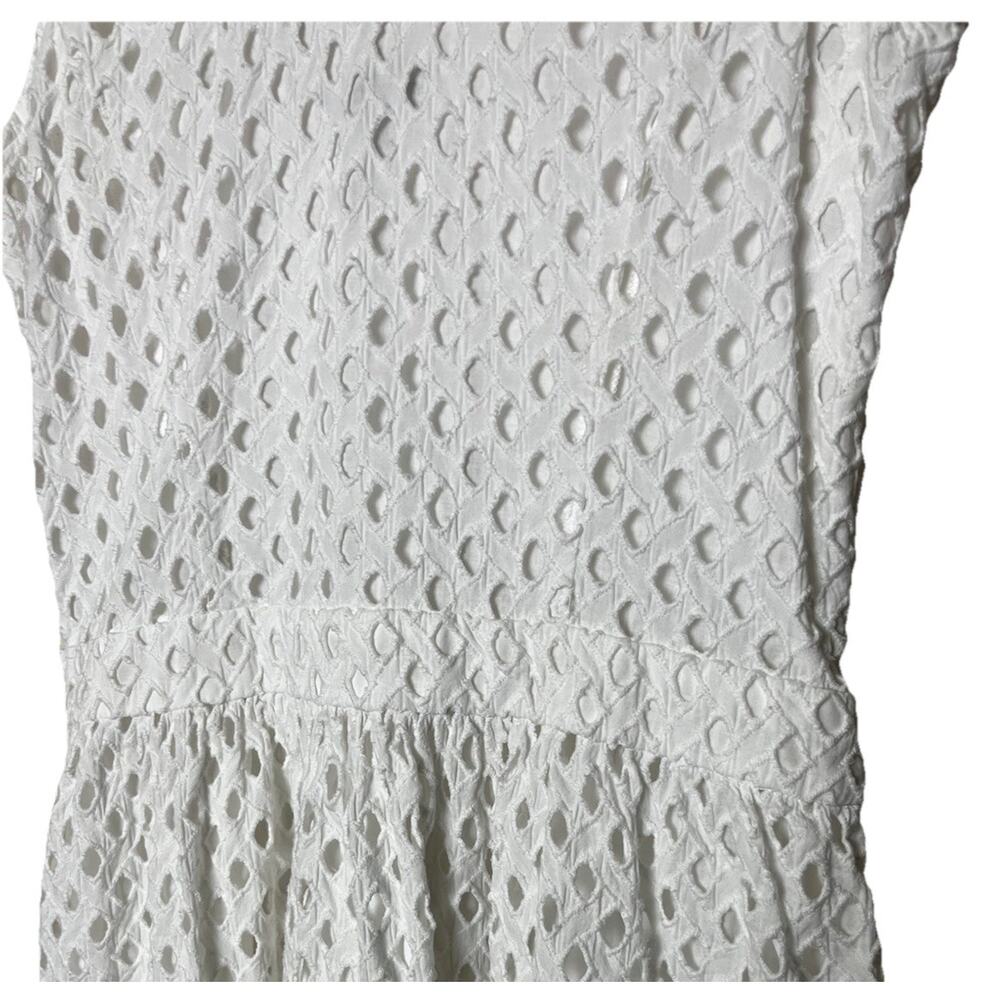 Joie Natrina White Eyelet Cotton Dress Sleeveless A-Line Scoop Neck Pockets XS - Picture 6 of 7